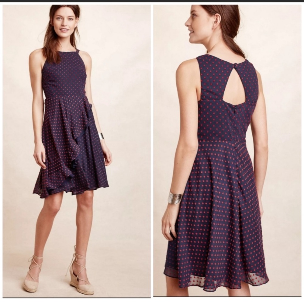 Anthropologie Eva Franco ruffled clip-dot dress
